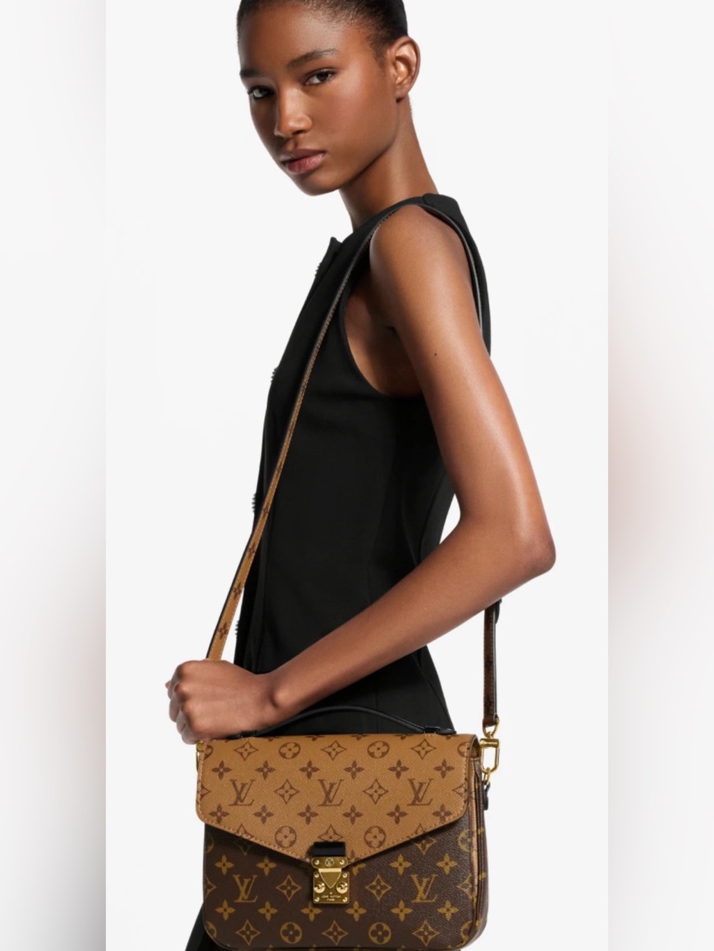 Authentic Louis Vuitton Reverse Métis Monogram Flap Crossbody Bag in Brown